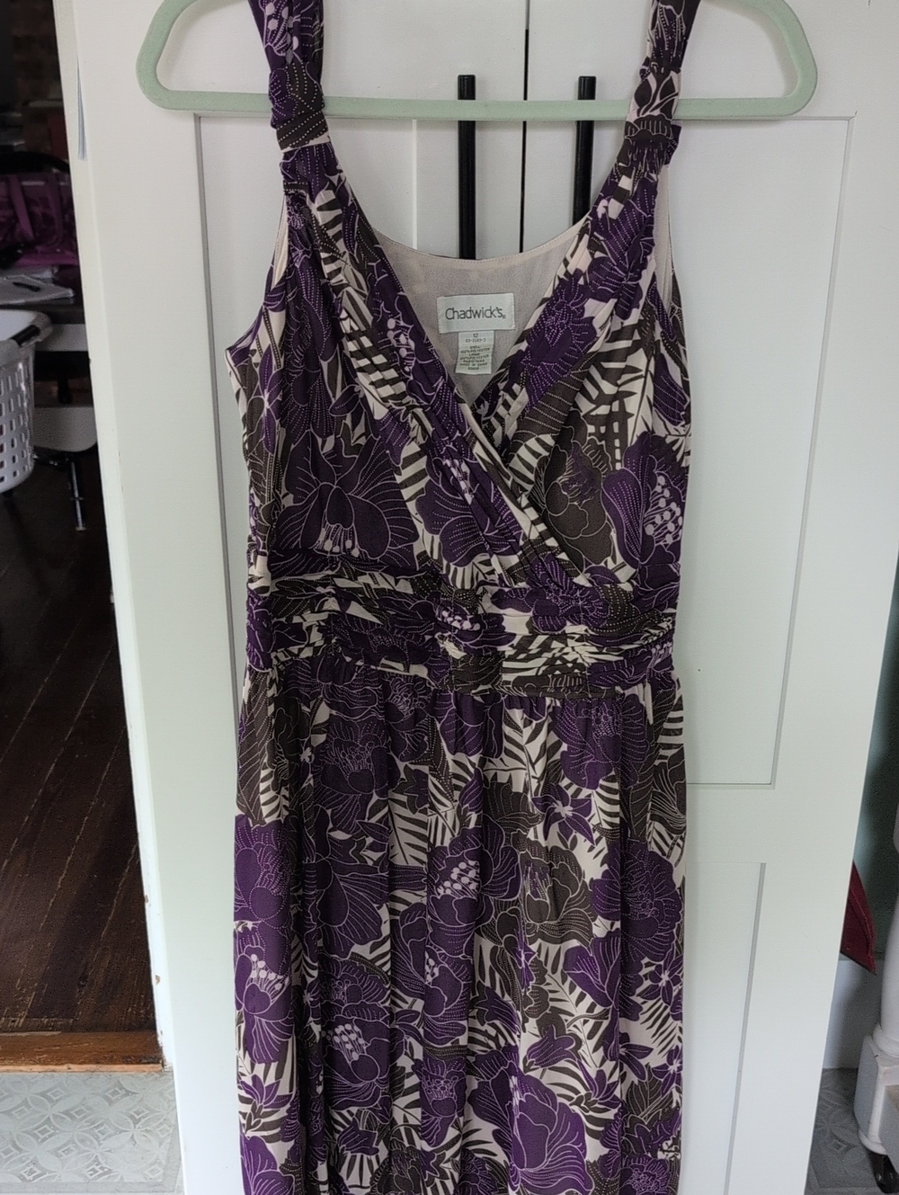 Chadwicks Of Boston Cream and Purple Floral Midi Dress